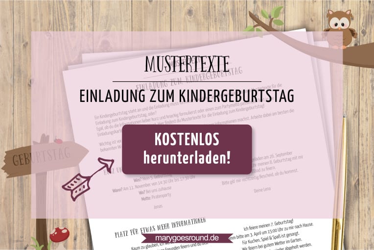 Mustertexte: Einladung zum Kindergeburtstag, kostenloser Download | marygoesround.de