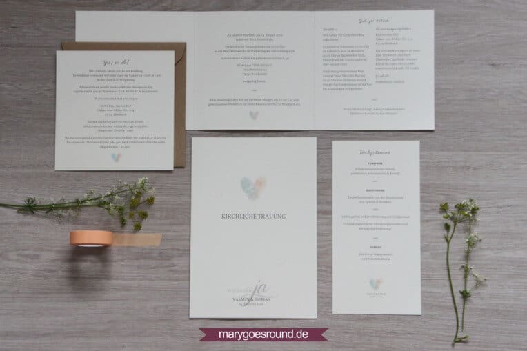 Hochzeitsset: Fingerabdrücke, Birkenholzpapier, Kraftpapier | marygoesround.de