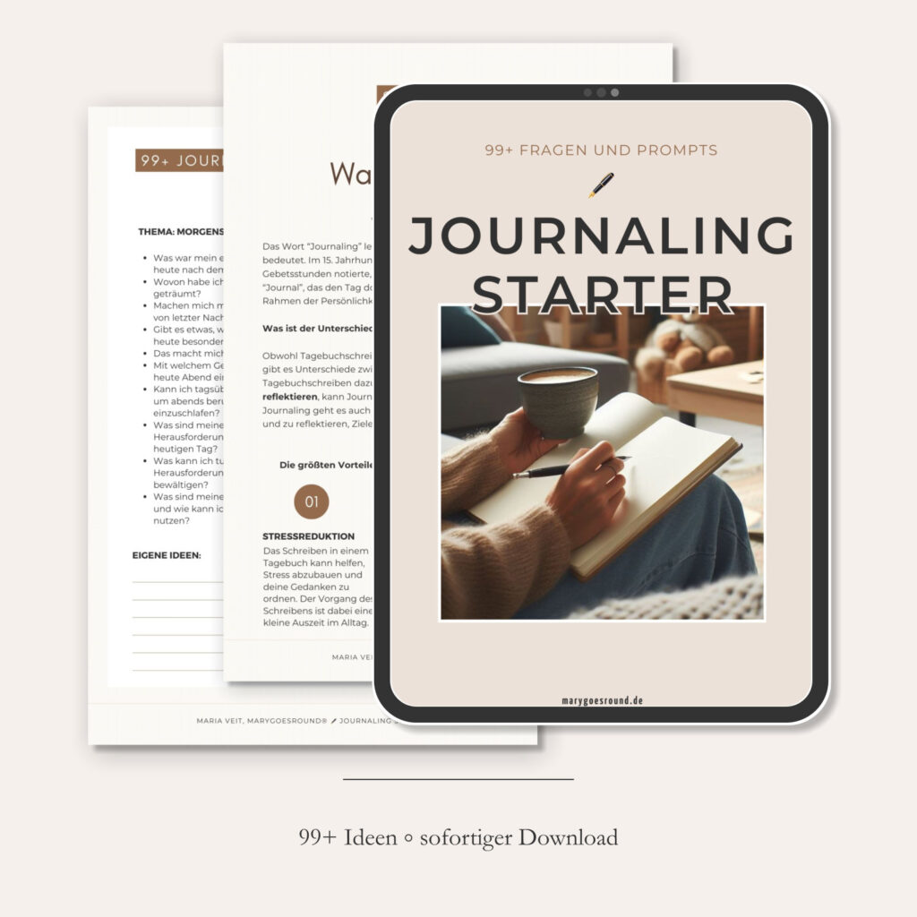 Guide "Journaling Starter" mit 99+ Fragen und Prompts