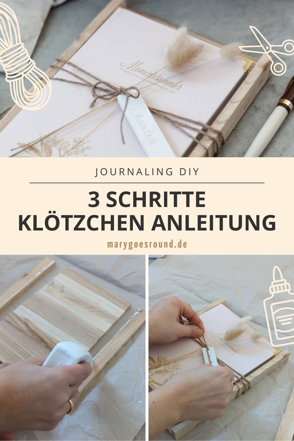 DIY Anleitung: Tagebuch Geschenkverpackung aus Holzklötzchen basteln