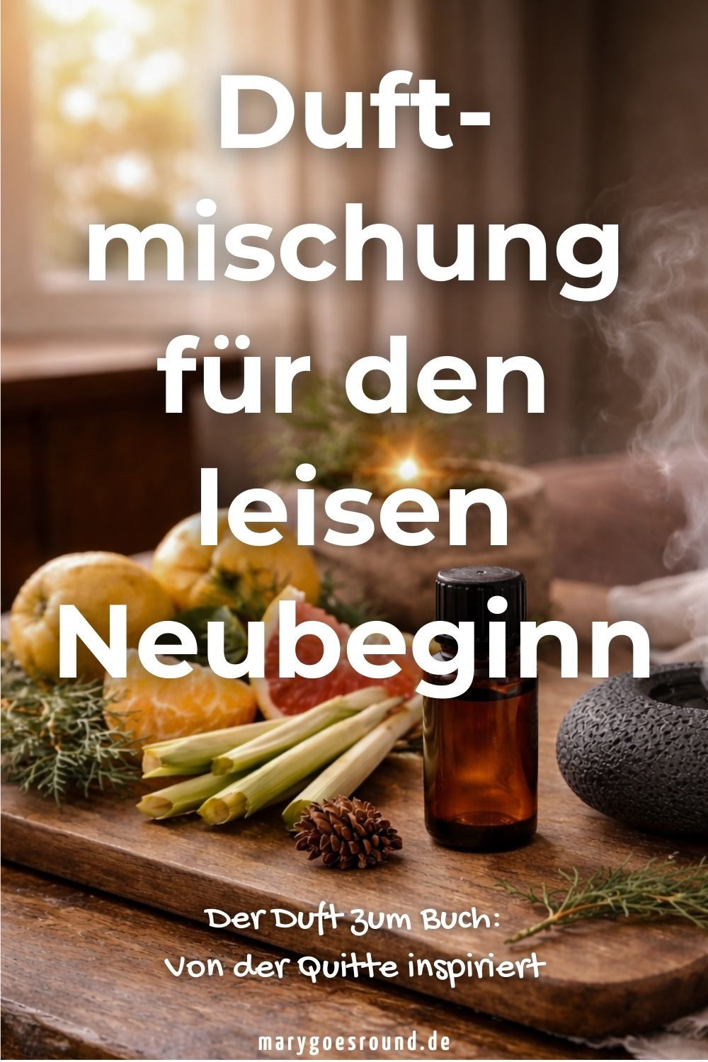 Duftmischung "Quittentraum" mit ätherischen Öle passend zum Herbst (aus dem Roman "Quittenzeit" von Maria Veit)