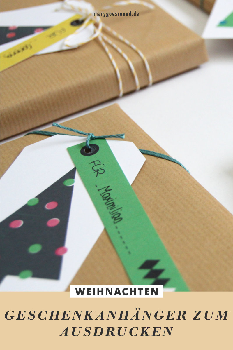 Moderne Geschenkanhänger für Weihnachten in Neonfarben zum selber ausdrucken (kostenlos)