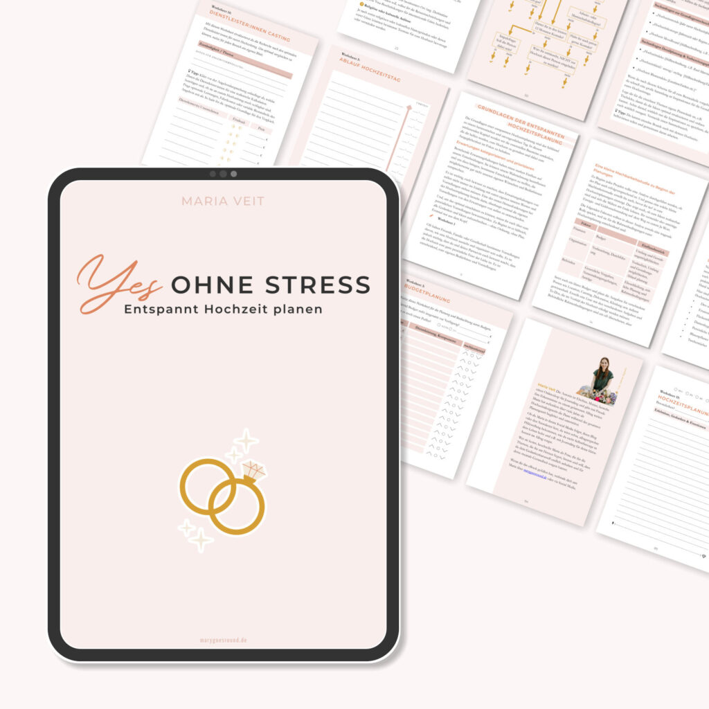 eBook "Yes ohne Stress": entspannte Hochzeitsplanung mit vielen Infos zu Gelassenheit und Checklisten