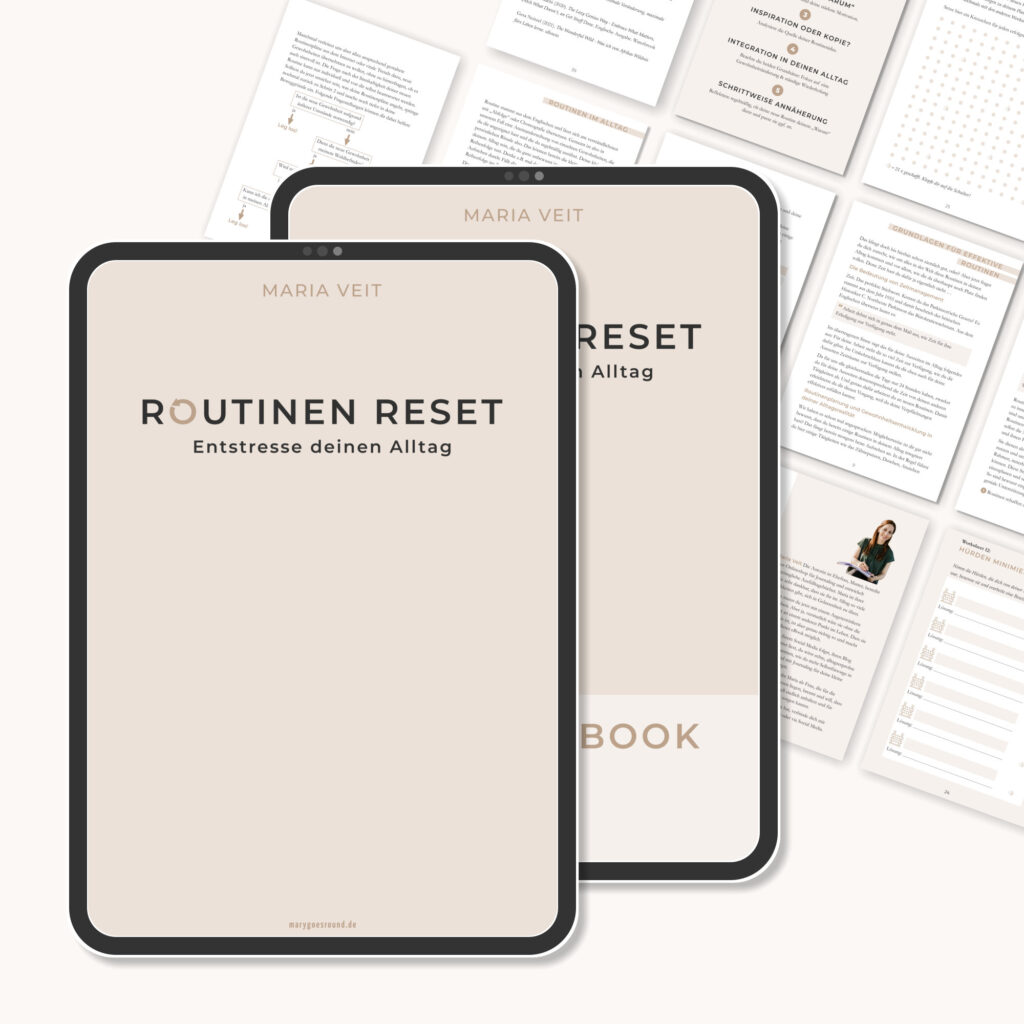 eBook + Workbook "Routinen Reset" im Bundle mit 15 Worksheets - Entstresse deinen Alltag